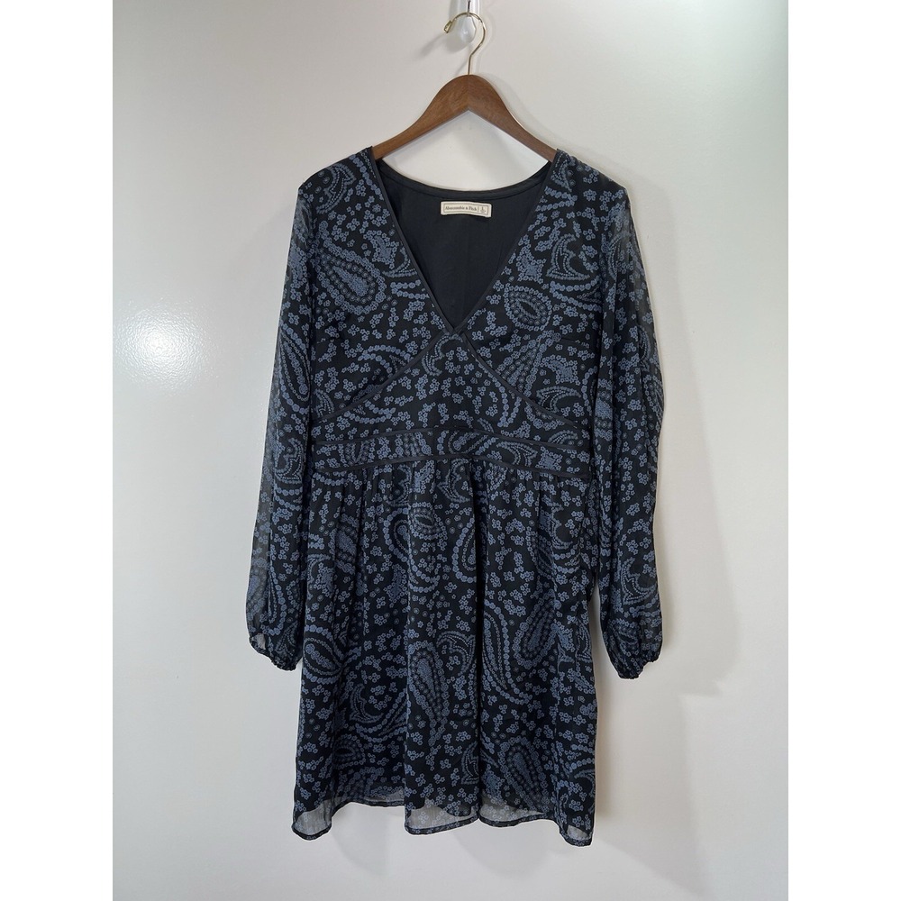Abercrombie & Fitch Womens Sheer‎ Floral Babydoll Dress L Cottagecore Y2K 90s